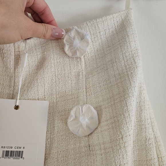 NWT MacDuggal Ivory Tweed High Waisted Wide Leg Sailor Pant Size 6 Gold Buttons - Picture 7 of 11